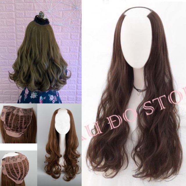KẸP TÓC GIẢ CHỮ U NỬA ĐẦU XOĂN SÓNG DÀI TẶNG XỊT DƯỠNG