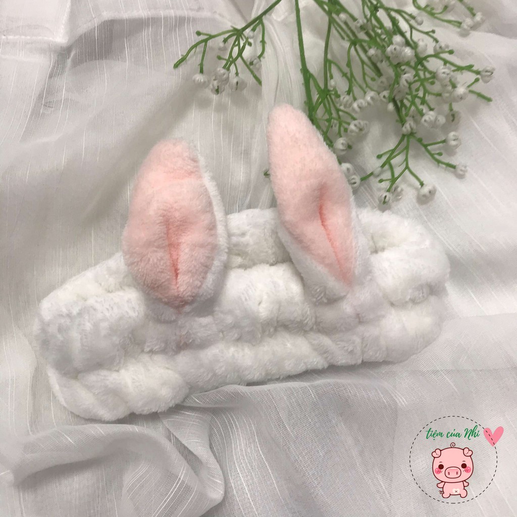 Băng đô tai thỏ 3D vải nhung mềm rửa mặt, trang điểm phong cách Hàn Quốc Tiệm Của Nhi BĐRM