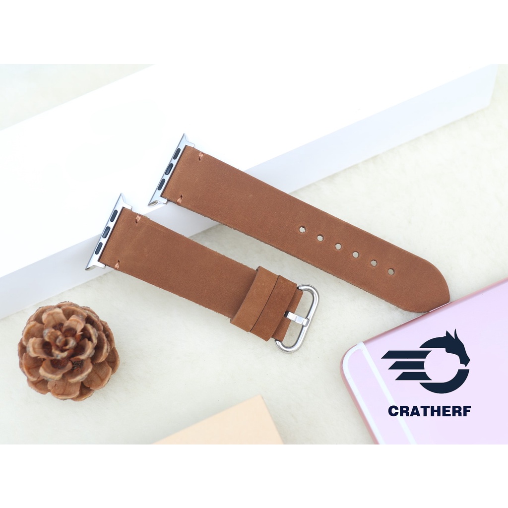 Dây Da Thay Thế Dành Cho Đồng Hồ Thông Minh AW Da Bò Sáp Handmade