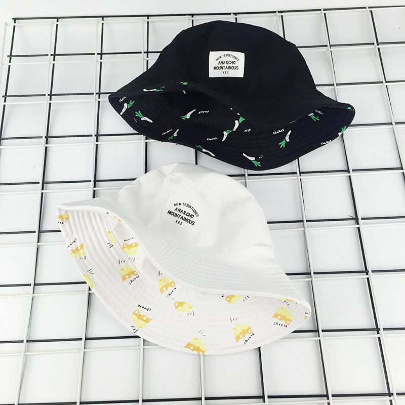 Nón Bucket Họa Tiết Khoai Tây Chiên Phong Cách Harajuku Cho Cặp Đôi