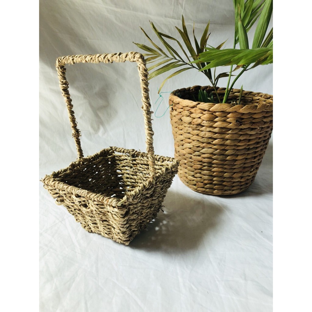 Giỏ Cói Mini Decor Studio- Giỏ Đựng Châu Hoa Trang Trí