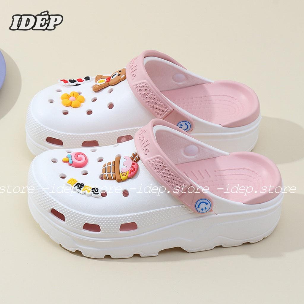 𝐢𝐃É𝐏 𝐒𝐋𝟎𝟔𝟑 Dép cross nữ - Giày suc y tá đế dày cao 6cm chất EVA siêu nhẹ đi mưa đi biển TẶNG 6 sticker cute