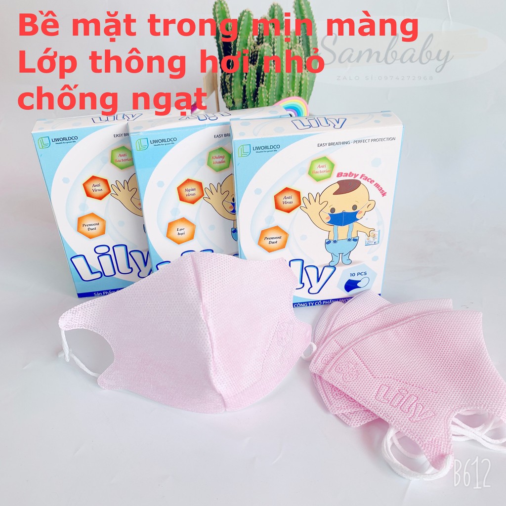 Khẩu Trang Y tế LILY Cho Bé Hộp 10 Cái Siêu Mềm Kháng Khuẩn,Chống Bụi Hộp 10 Cái-CHÍNH HÃNG