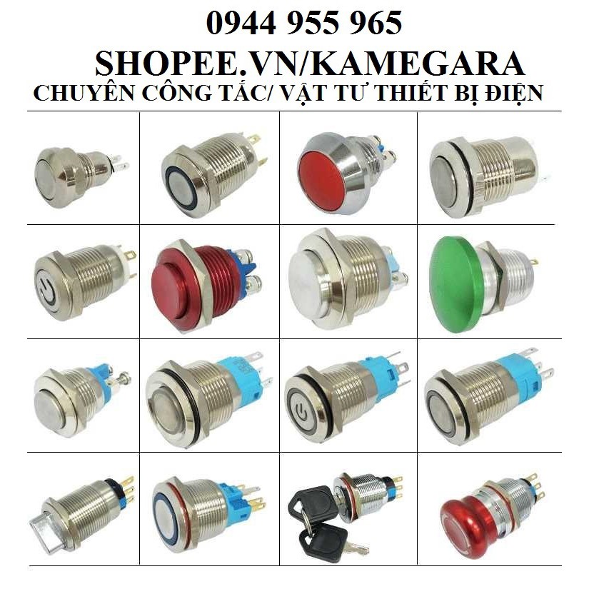 Công tắc kim loại LED 8mm nhấn nhả/ nhấn khóa chống nước chống gỉ sét ô tô xe máy tàu thuyền y tế limousine | BigBuy360 - bigbuy360.vn
