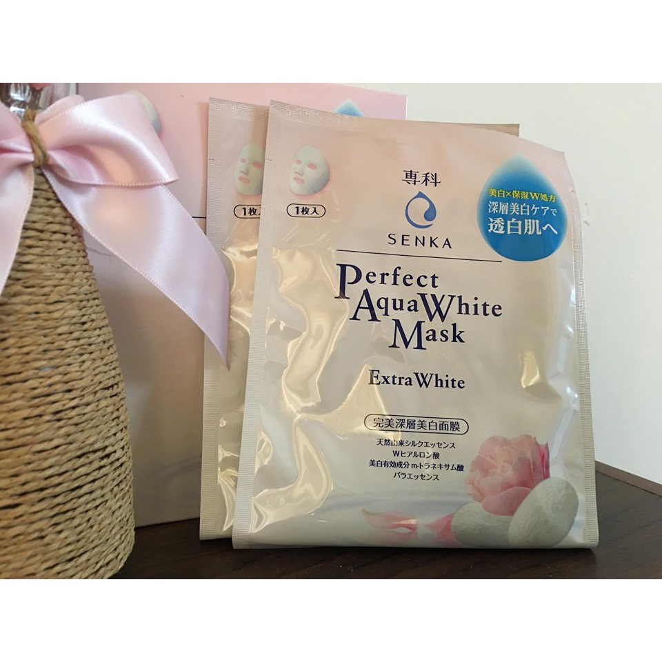 Senka Mặt Nạ Dưỡng Da Trắng Hồng Perfect Aqua White Mask Hộp 7 miếng