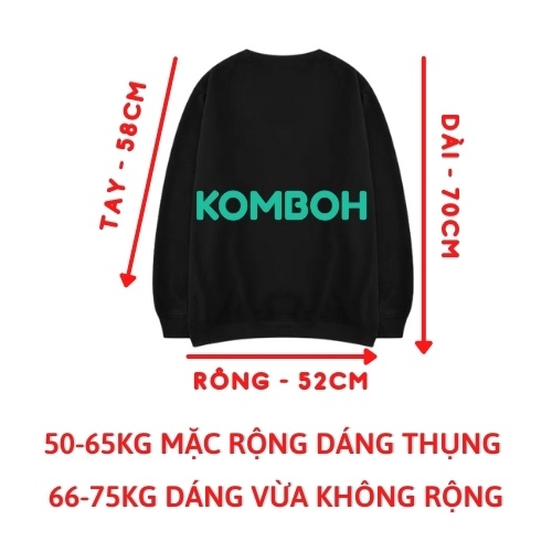 Áo sweater nỉ KOMBOH dáng rộng unisex phong cách Ulzzang Hàn Quốc cho nam nữ KẺ NGANG  K09 | WebRaoVat - webraovat.net.vn