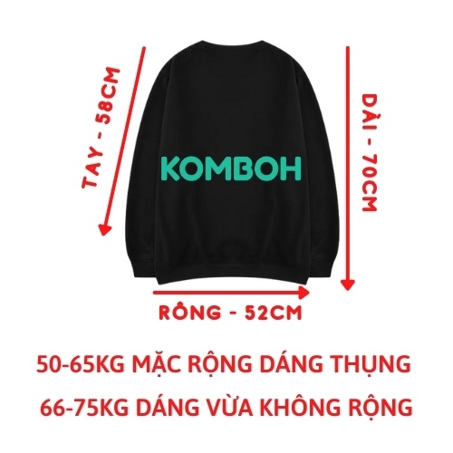 Áo sweater nỉ KOMBOH dáng rộng unisex phong cách Ulzzang Hàn Quốc cho nam nữ KẺ NGANG  K09 | BigBuy360 - bigbuy360.vn