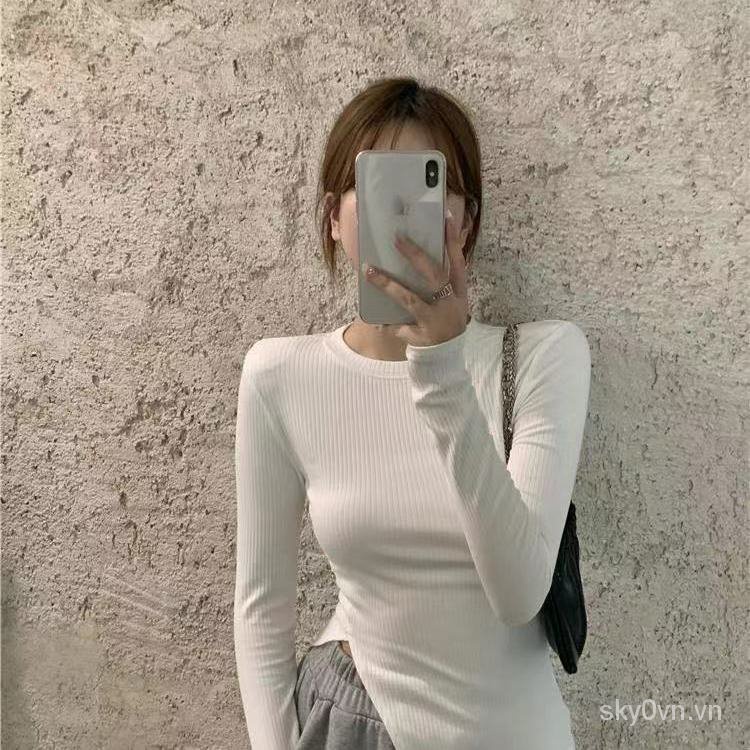 Áo Thun Dài Tay Thiết Kế Lệch Tà Thời Trang Thu Đông Mới Cho Nữ Fatm200Jin | BigBuy360 - bigbuy360.vn