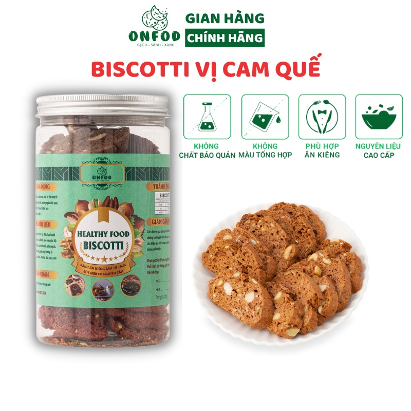 Bánh ăn kiêng giảm cân biscotti ONFOD vị cam quế dành cho người tiểu đường, ăn kiêng, giảm cân 250g