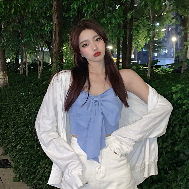 SUXI Áo Tank Top Hở Lưng Phối Nơ Thời Trang Mùa Hè Quyến Rũ Cho Nữ