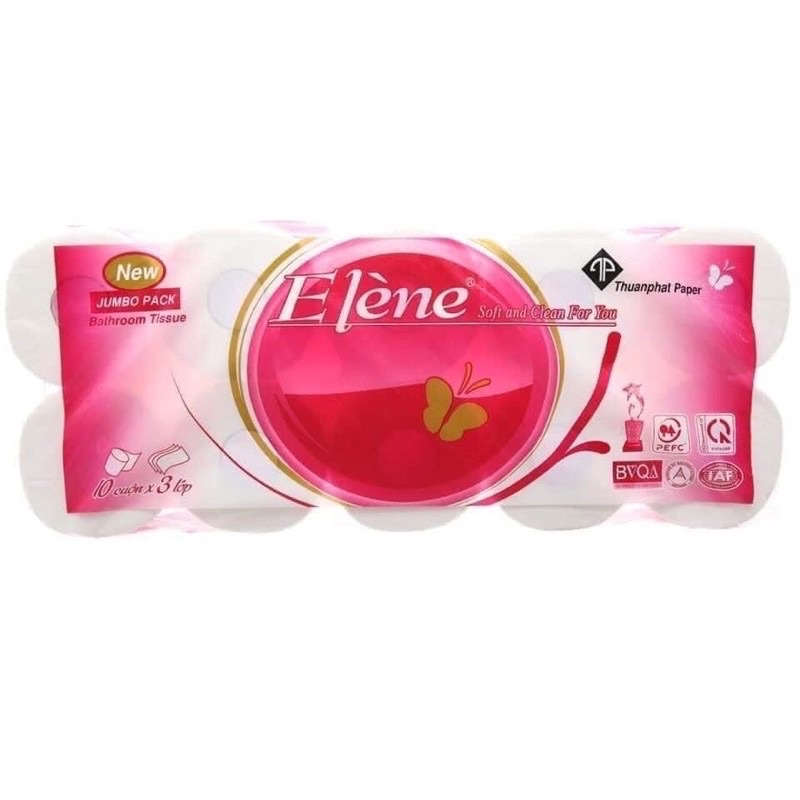 Giấy Vệ Sinh ELENE 3 Lớp x 10 cuộn Dai,Mềm,Mịn