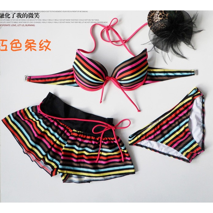 Đồ bơi bikini nữ 3 mảnh sọc nhiều màu | BigBuy360 - bigbuy360.vn