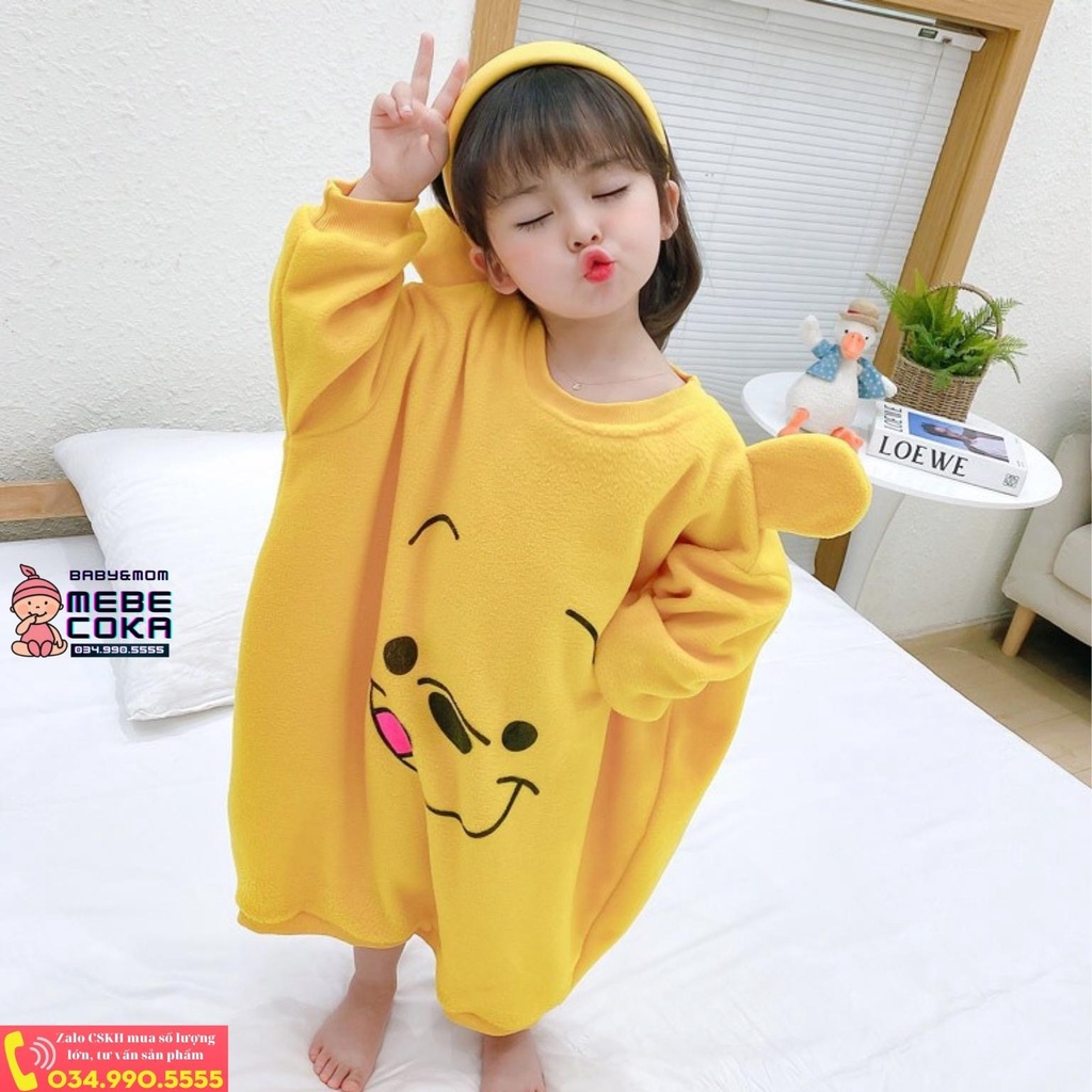 Túi ngủ cho bé từ 1 đến 10 tuổi họa tiết GẤU POOH VÀNG chất liệu lông xù HÀNG LOẠI 1