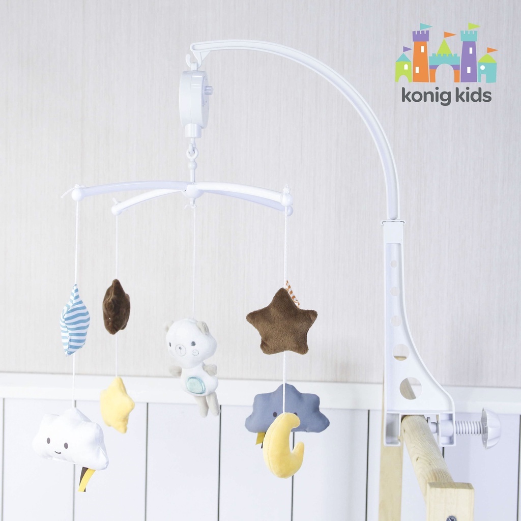 Đồ chơi treo nôi cho bé cũi phát nhạc, xoay 360 độ Konig Kids 1021-KK-63605A, nhạc trắng ru ngủ