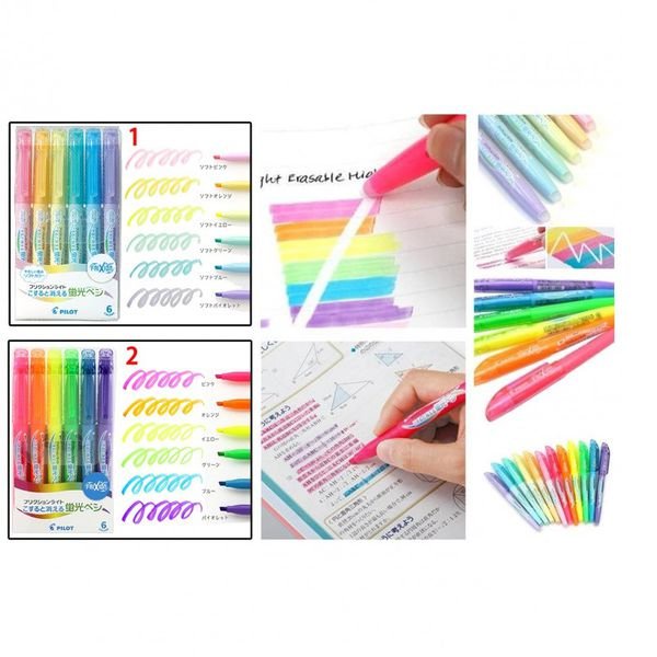 Set 6 bút dạ quang xóa được Pilot FriXion Light Soft Color Erasable Highlighter - Pastel Colors