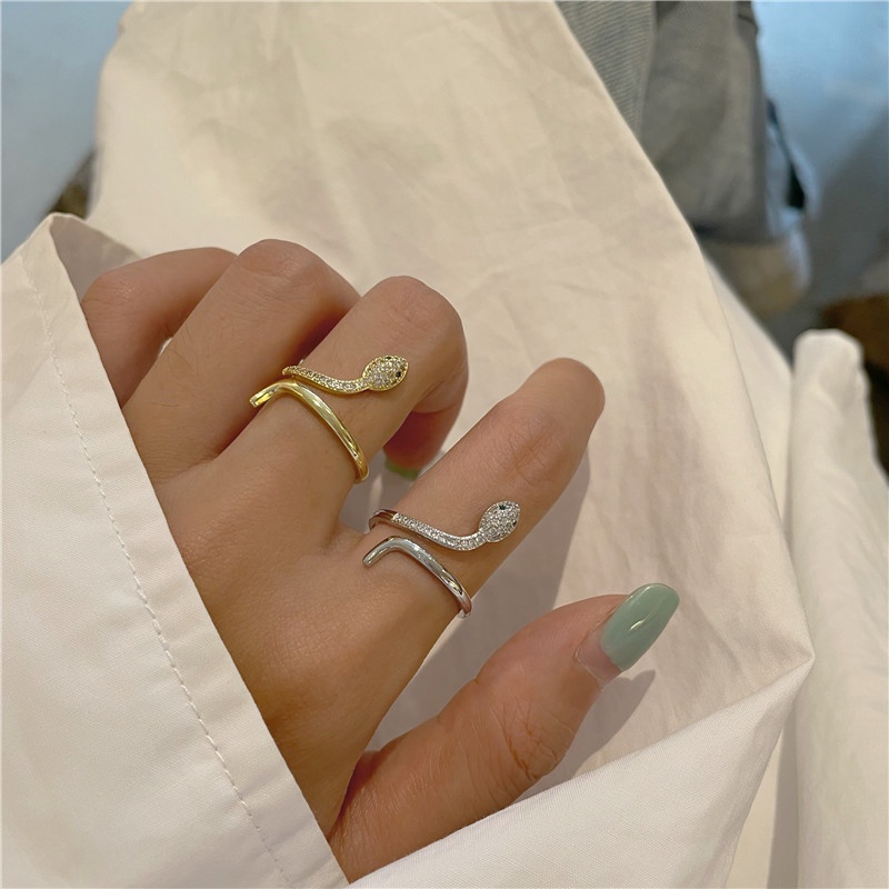 Nhẫn Hở Hình Rắn Đính Đá Zircon Phong Cách Mới