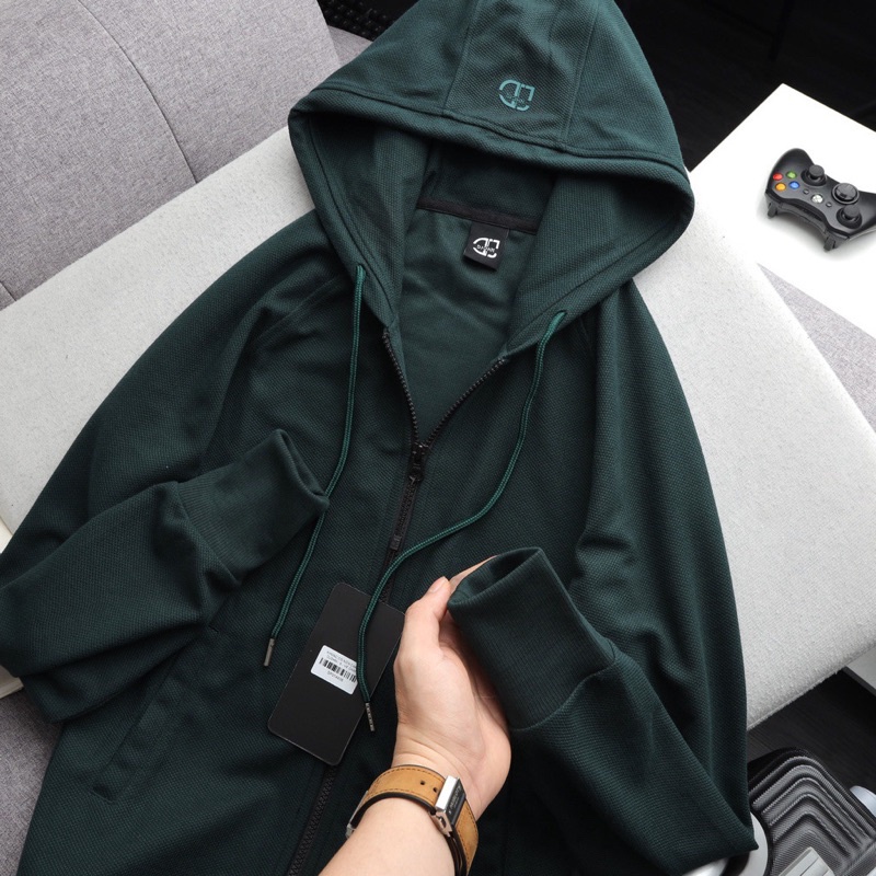 Áo khoác unisex khóa kéo nón rộng vải pique có túi trong , Áo khoác nam Bigsize  - Ivan Bigsize