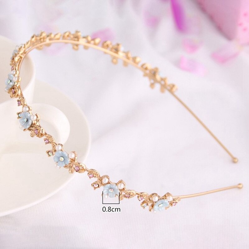 Băng Đô Cài Tóc Hình Hoa Đính Đá Và Ngọc Trai