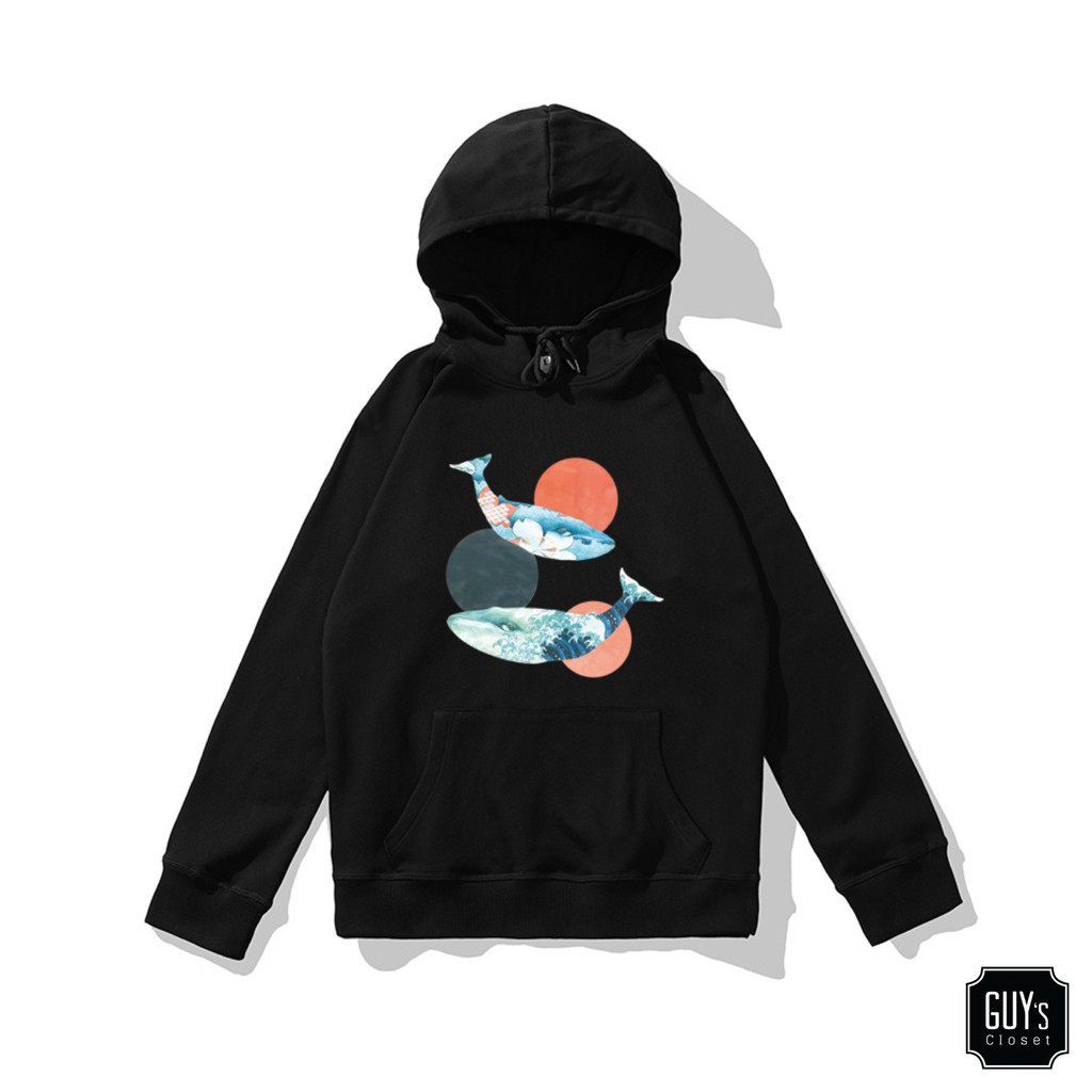 Hoodie unisex Fish GUY's CLOSET, Thiết kế rộng rãi, Chất nỉ bông, In hình chú cá trẻ trung