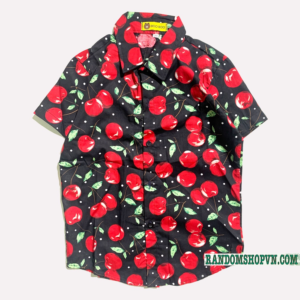 Áo sơ mi trái cây đi biển, sơ mi hoa quả, chất liệu kate làm đồng phục du lịch