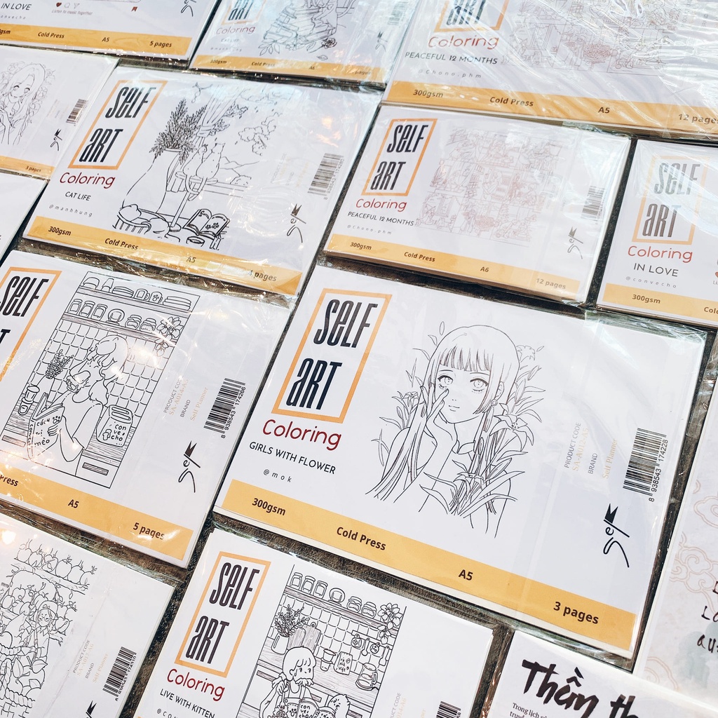 Line Art - Tranh Tô Màu Vẽ Sẵn Self Art - Tổng Hợp Của nhiều Họa Sĩ Việt Nam - Postcard Tô Màu A6/A5