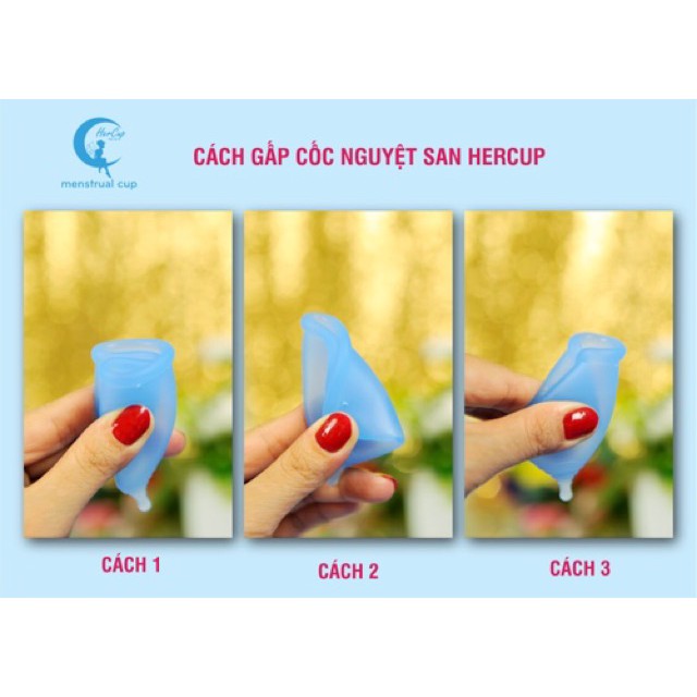 Cốc Nguyệt San HerCup Nhập Khẩu-Tặng túi vải+ Viên Tiệt Trùng+ Cốc tiệt trùng+ Gel vệ sinh cốc