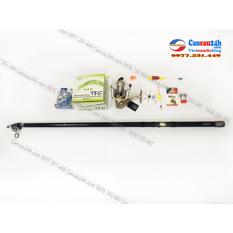 Bộ cần câu lục Superpro CXT 360-390-420 + Máy câu cá Yolo TFC5000