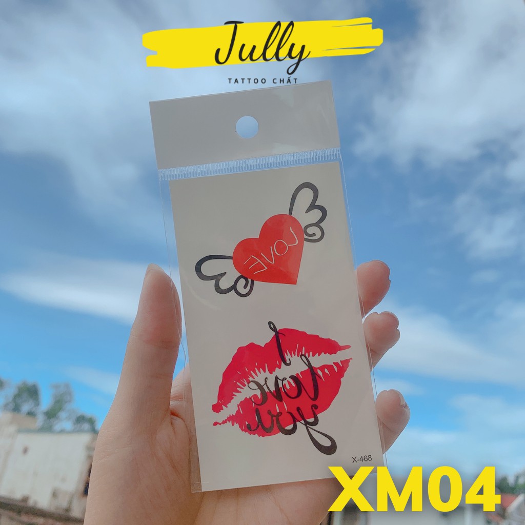 Hình xăm dán đôi môi mini cá tính JULLY Tattoo chất, xăm tạm thời 15 ngày chống nước, tặng kèm 1 tẩy xăm cho đơn từ 20k