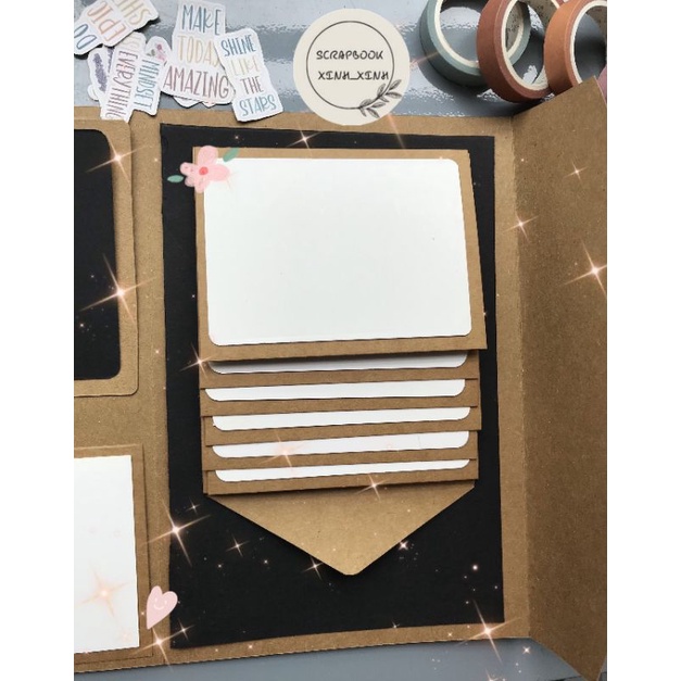 S01 Scrapbook mini, sổ dán ảnh đã có sẵn hiệu ứng, quà tặng sinh nhật đáng yêu