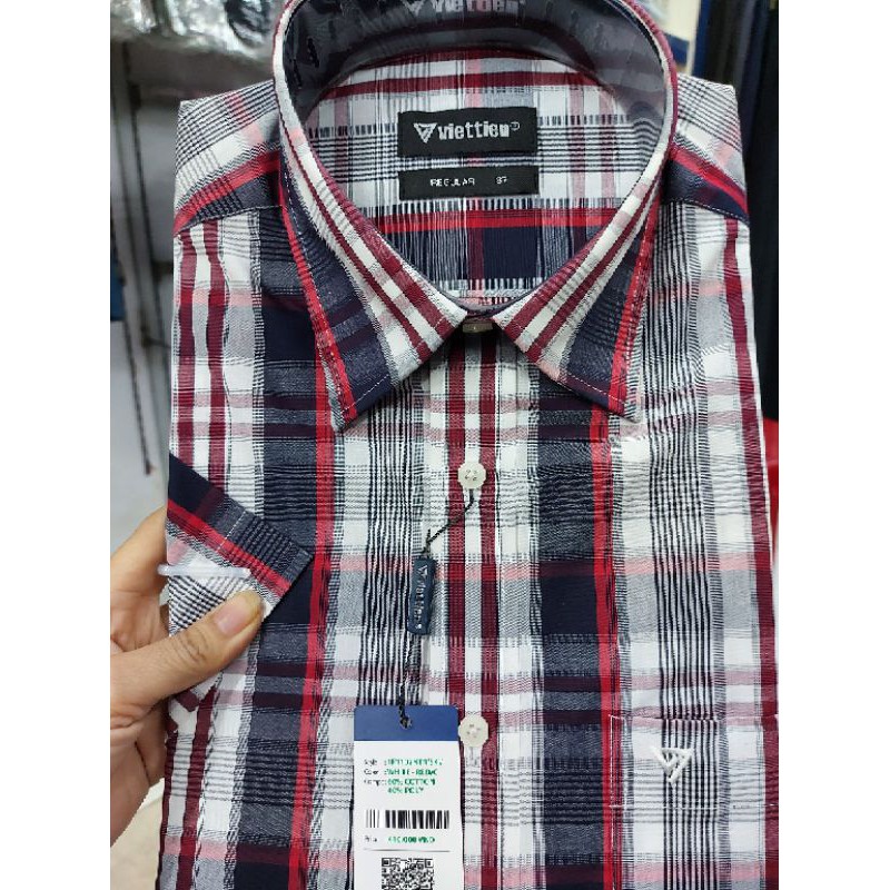 Áo việt tiến ngắn tay . Phom Regular  Còn size S37.38