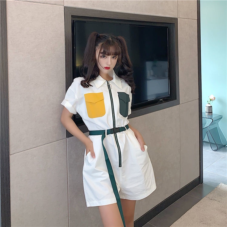 Bộ Áo Liền Quần Ống Rộng Lưng Cao Có Túi Màu Tương Phản Thời Trang Mùa Hè 2022 Phong Cách Mới Cho Nữ | BigBuy360 - bigbuy360.vn