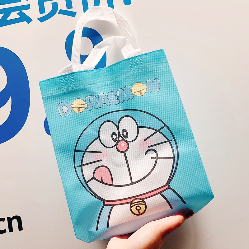 ★Túi Tote Vải Không Dệt Thời Trang Cá Tính★Túi Vải Không Dệt Đựng Đồ Ăn Trưa In Hình Doraemon Dễ Thương