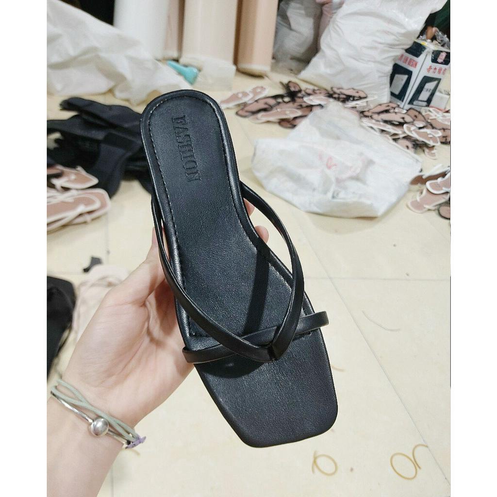 Ảnh thật mã SR15 dép tông nữ xỏ ngón da mềm êm chân