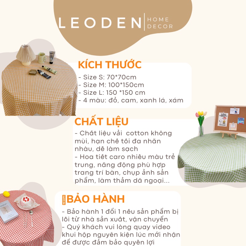 Khăn trải bàn caro vải lanh cotton nhiều màu phong cách vintage trang trí bàn học, thảm trải picnic đẹp – LEODEN Decor