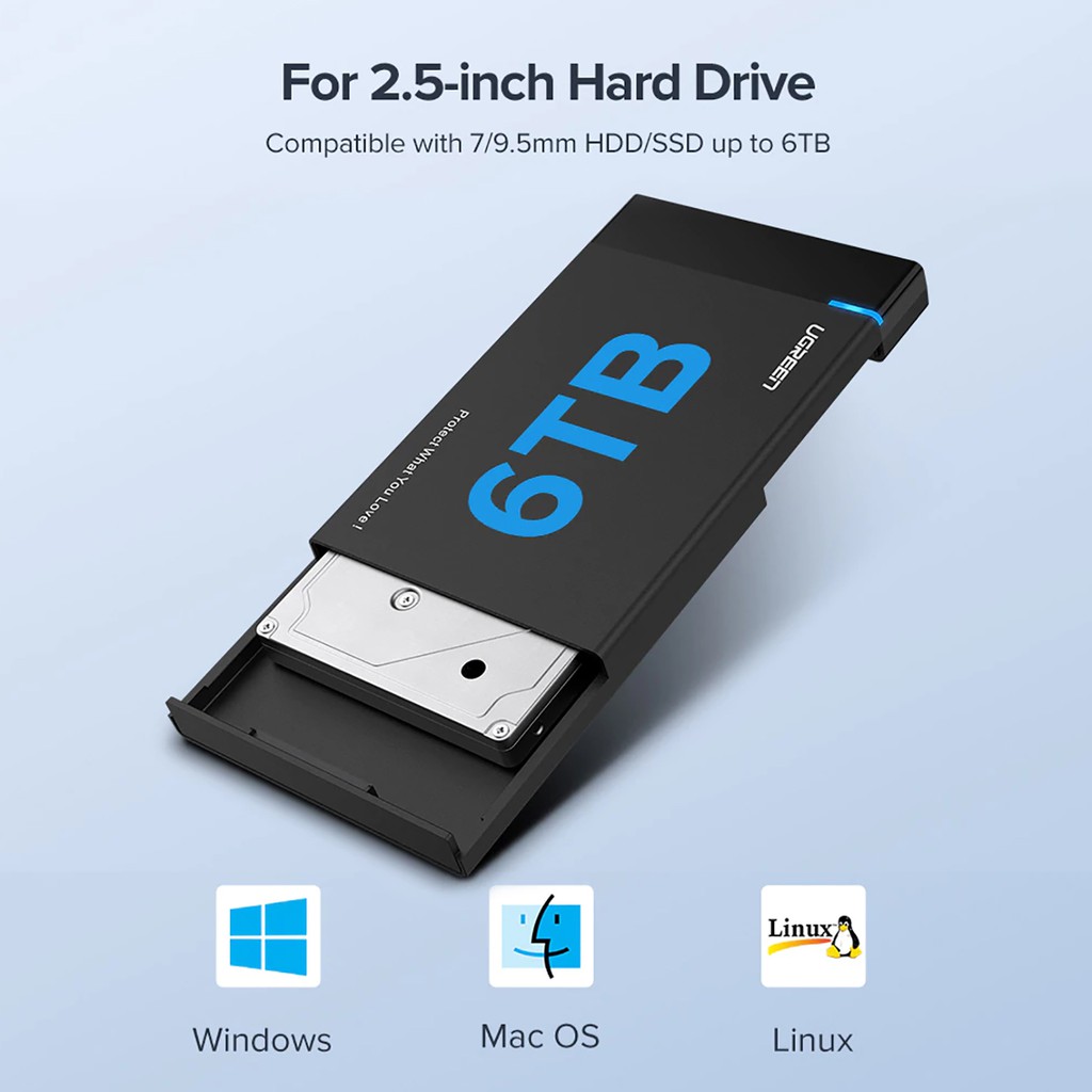 Hộp ổ cứng 2,5 inch USB 3.0 Tốc độ truyền 5Gbps Chính Hãng Ugreen 30848 | BigBuy360 - bigbuy360.vn