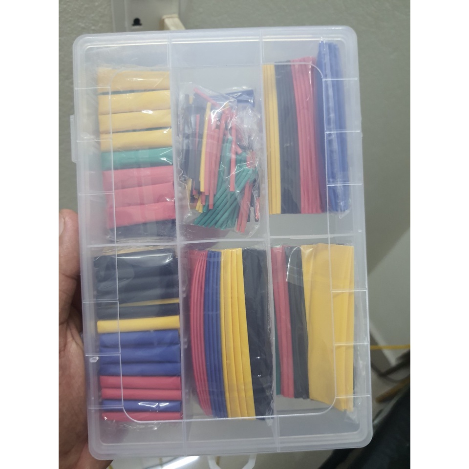 Ống co nhiệt nhiều kích cỡ hộp 328 cái, ống Polyolefin co nhiệt dùng để bọc cách điện cho dây cáp bộ 2:1