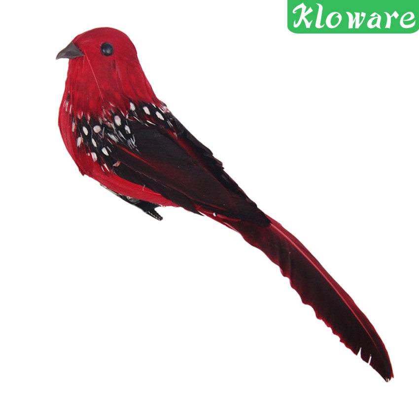 Chú Chim Bằng Xốp Phối Lông Vũ Màu Đỏ Dùng Trang Trí Sân Vườn