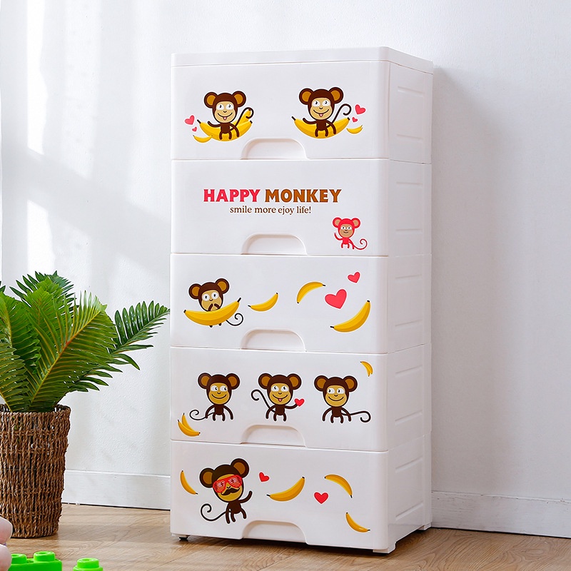 Rất khuyến khích☎Xếp hình rộng 38 cạnh Ngăn kéo nhựa Banana Monkey Tủ đựng đồ cho bé, Tủ đựng đồ cho bé, Tủ đựng đồ, Sắp