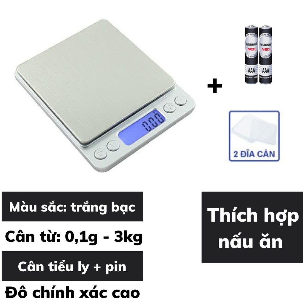 Cân tiểu ly điện tử nhà bếp 1g - 10kg dùng để làm bánh tại nhà độ chính xác cao tặng kèm pin AAA