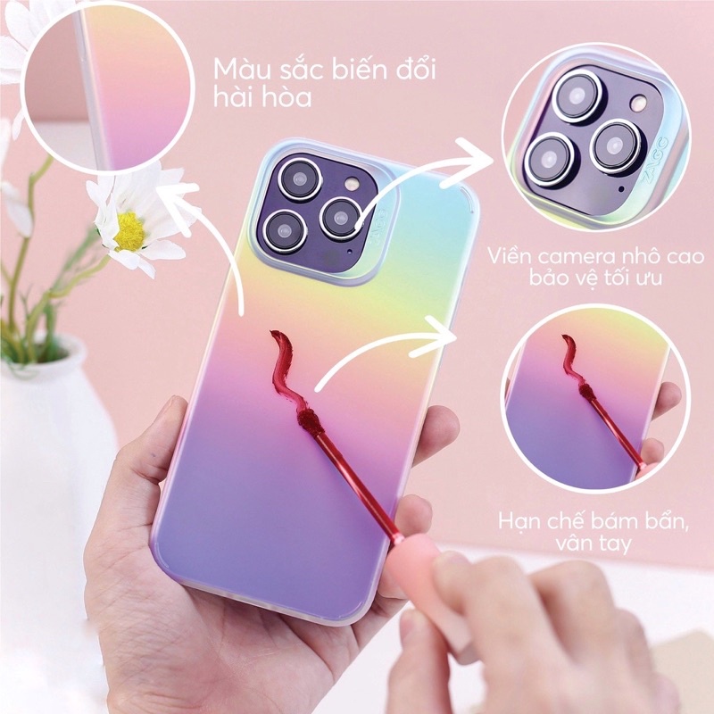 Ốp Zagg nhám cầu vòng chống shock quân đội cho iP 14 Pro Max / ip 14 pro tại Nguyễn Gia group Cao Đạt Q5
