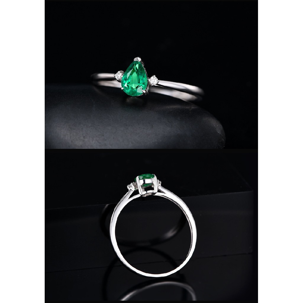 Nhẫn Đeo Tay Kim Loại Đính Ngọc Lục Bảo Giả Thanh Lịch Cho Nữ