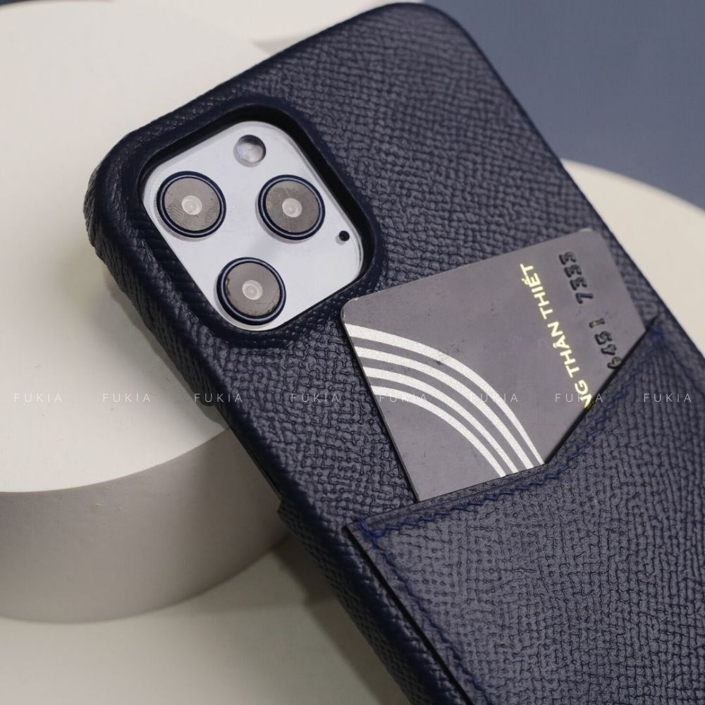 Ốp da thủ công khe thẻ Epsom dành cho IPhone 13 Promax/ 13 Pro/ 13/ 12 Promax/ 12 Pro/ 12 / 11 Promax FUKIA ODTC108