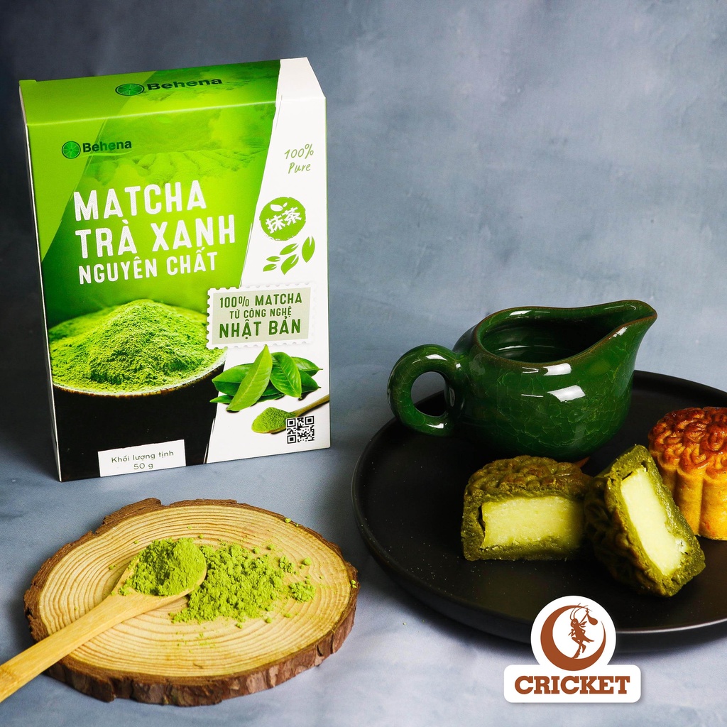 Bột Matcha Trà Xanh Behena - Hộp 50g (20 gói x 2.5gr) Được Sấy Lạnh Nguyên Chất đắp mặt làm đẹp da, trắng da