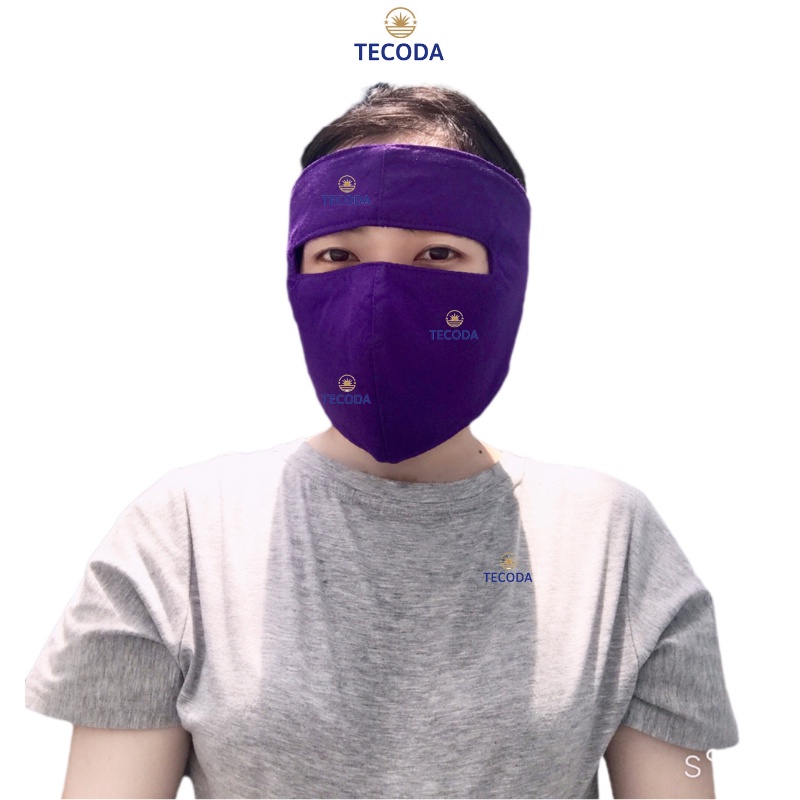 Khẩu trang ninja trùm kín mặt che tai 3 lớp cotton màu lót nỉ chống nắng chống gió bụi dán sau gáy dùng khi chạy xe