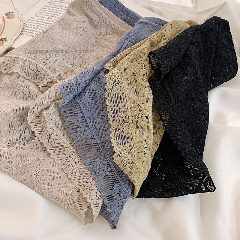 Quần Lót Không Đường May Lưng Cao Viền Ren Thoáng Khí Thoải Mái Cho Nữ