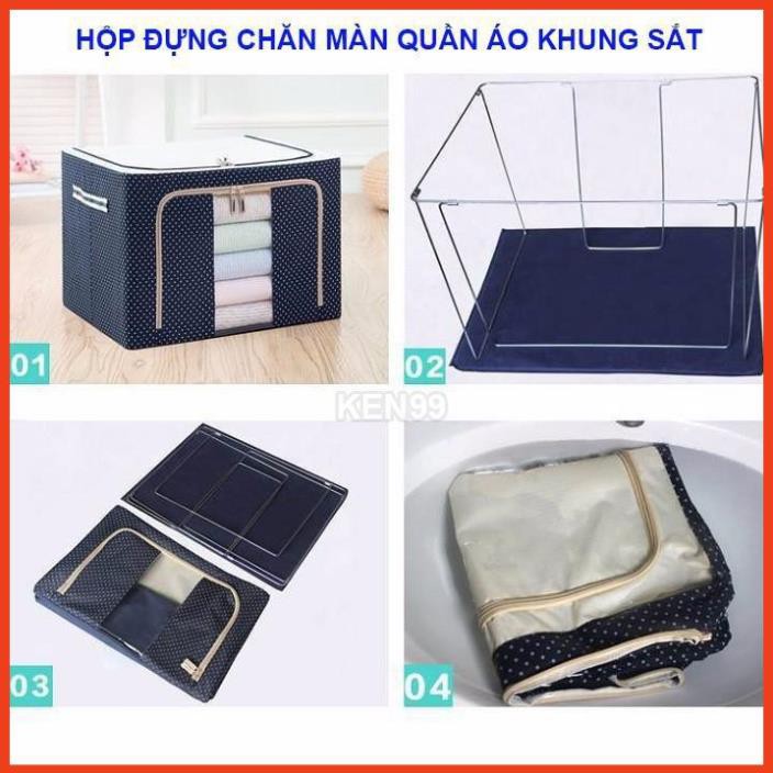 [SIÊU TIỆN ÍCH] Túi Vải Đựng Quần Áo, Chăn Màn Khung Sắt Cực Kì Chắc Chắn Tiện Lợi