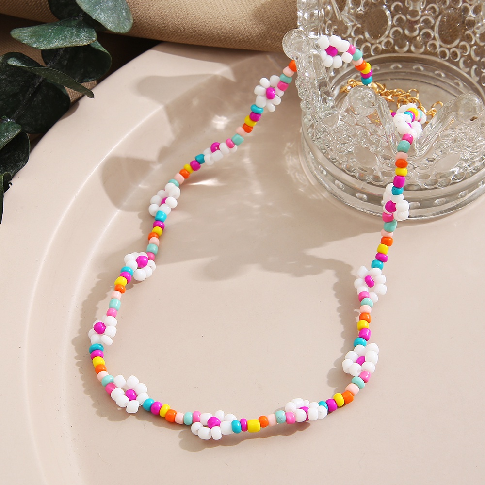 Vòng cổ iF YOU xỏ hạt trang trí hoa phong cách Bohemia thời trang dành cho nữ