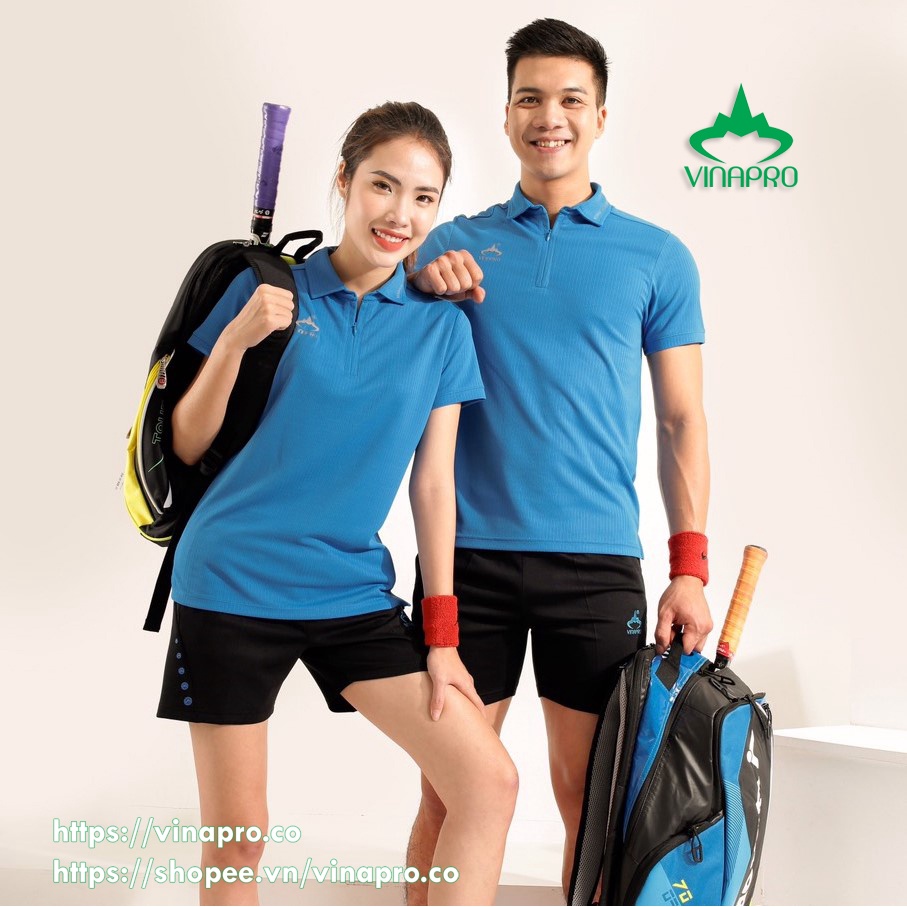 Áo cầu lông nữ đẹp áo tennis bóng bàn Polo cổ đức nữ Vinapro A42 chất liệu thun sọc cao cấp | BigBuy360 - bigbuy360.vn