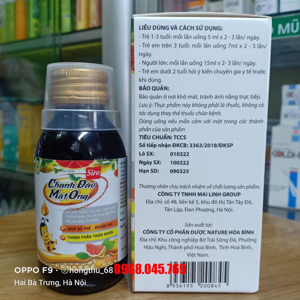 Siro ho CHANH ĐÀO MẬT ONG chai 100ml
