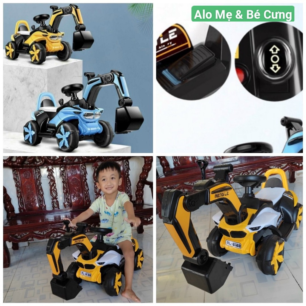 XE CẨU ĐIỆN CHO BÉ - LOẠI TO DÙNG BÌNH SẠC ĐIỆN CÓ NHẠC - 2 CHẾ ĐỘ CHẠY TỚI VÀ LÙI - XE CẨU CAO CẤP CHO BÉ - XE CẨU LỚN.